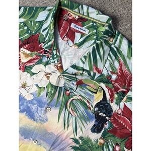 Tommy Bahama Camp Shirt Mens XXL 2XL Santa Cruiser Hawaiian Aloha Button Silk